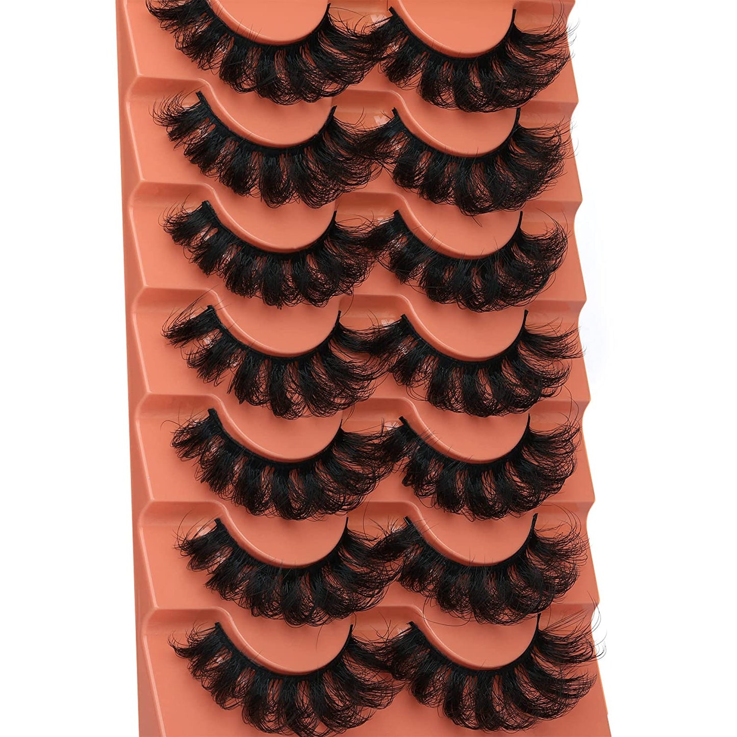 Mink Lashes - Fluffy 20mm Full Wispy 8D Volume Curly Fake Eyelashes, 7 Pairs Multipack of Faux Mink Lashes for Stunning Volume