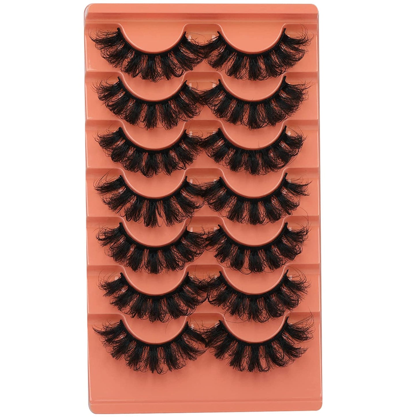 Mink Lashes - Fluffy 20mm Full Wispy 8D Volume Curly Fake Eyelashes, 7 Pairs Multipack of Faux Mink Lashes for Stunning Volume